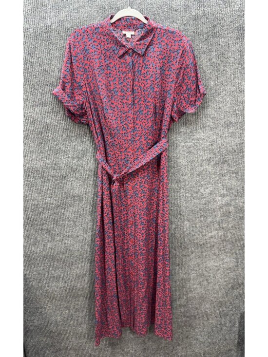 J. Jill Dresses & Skirts - J.Jill Maxi Shirt Dress Women's Large Red Floral Cottagecore Peasant Prairie
